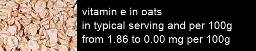 vitamin e in oats information and values per serving and 100g